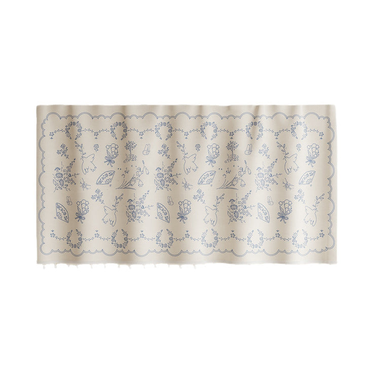 Short Scalloped Pom-Pom Window Valance Curtain Panel
