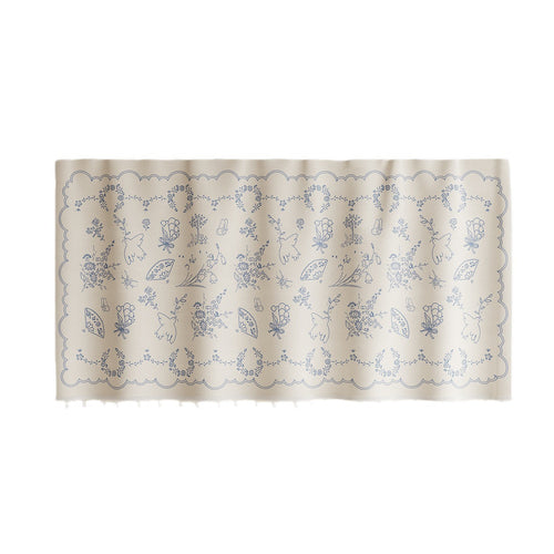 Short Scalloped Pom-Pom Window Valance Curtain Panel