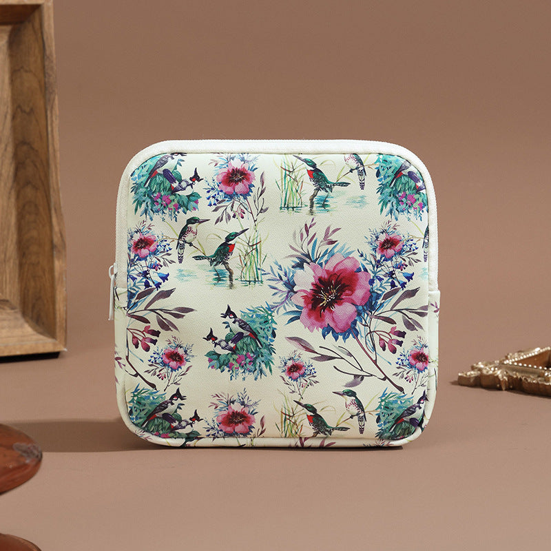 Blumenmuster Reißverschluss-Make-up-Tasche