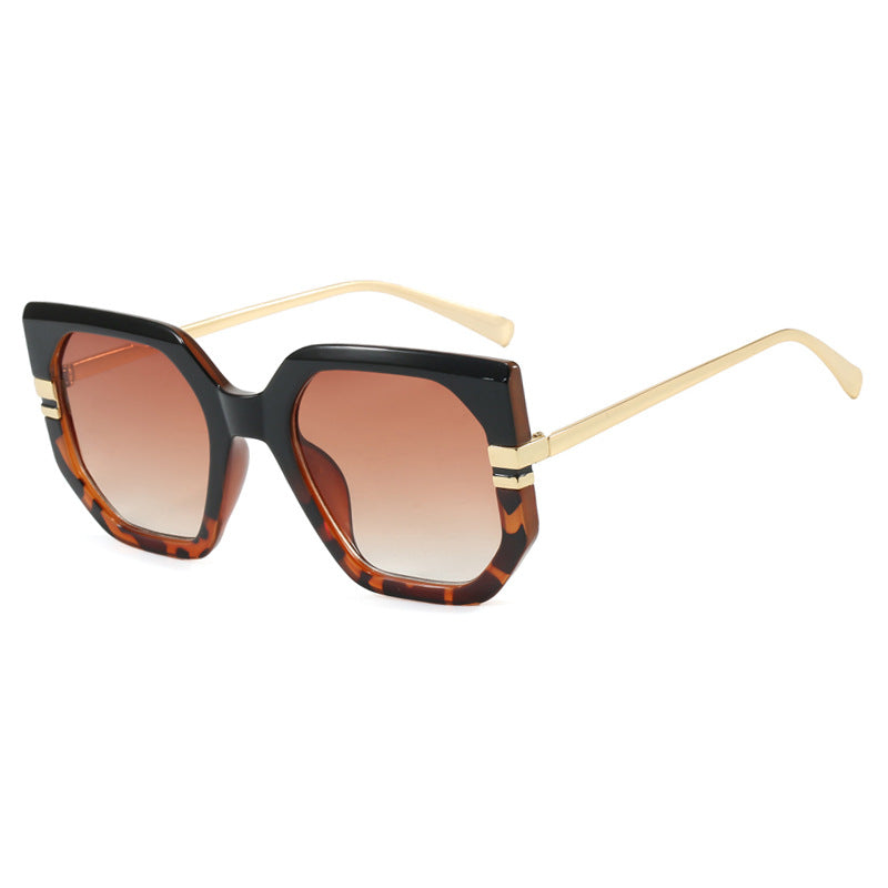 Damen geometrische Sonnenbrille mit luxuriösem goldenen Rahmen und polarisierenden Gläsern Karnz