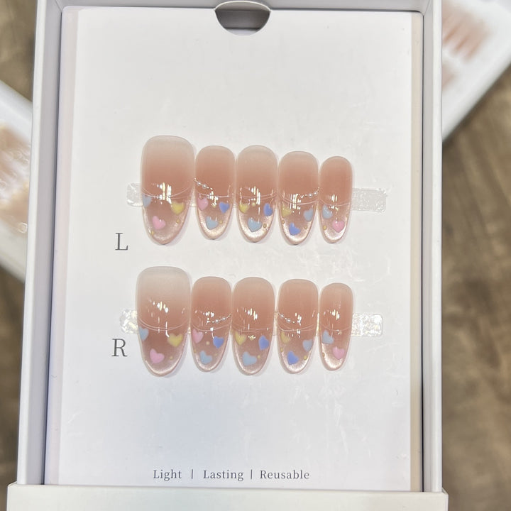 Herz-Themen Stiletto Press-On Nagelset Karnz