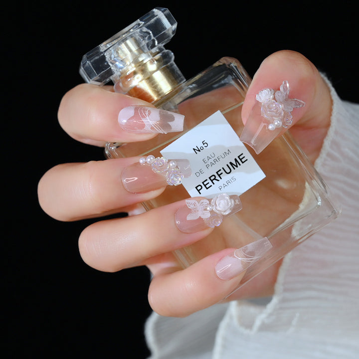 Eleganter Floral Press-On Nagelset Karnz