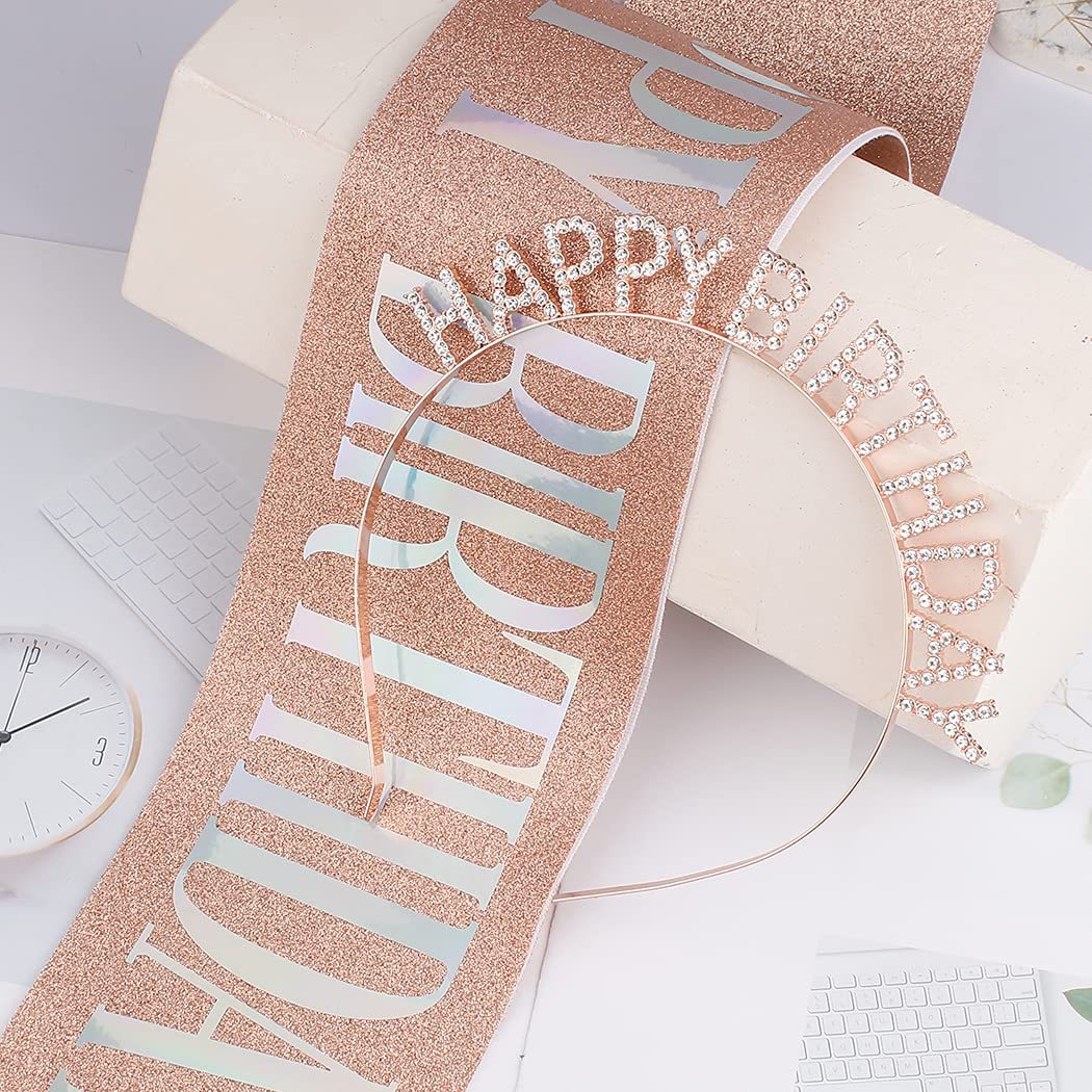 Damen Glitzernder Haarreif mit "Happy Birthday" Aufschrift Karnz