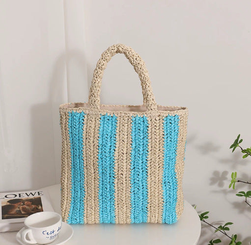 Damen Handgefertigte Strandtasche mit gestreiftem Design Karnz