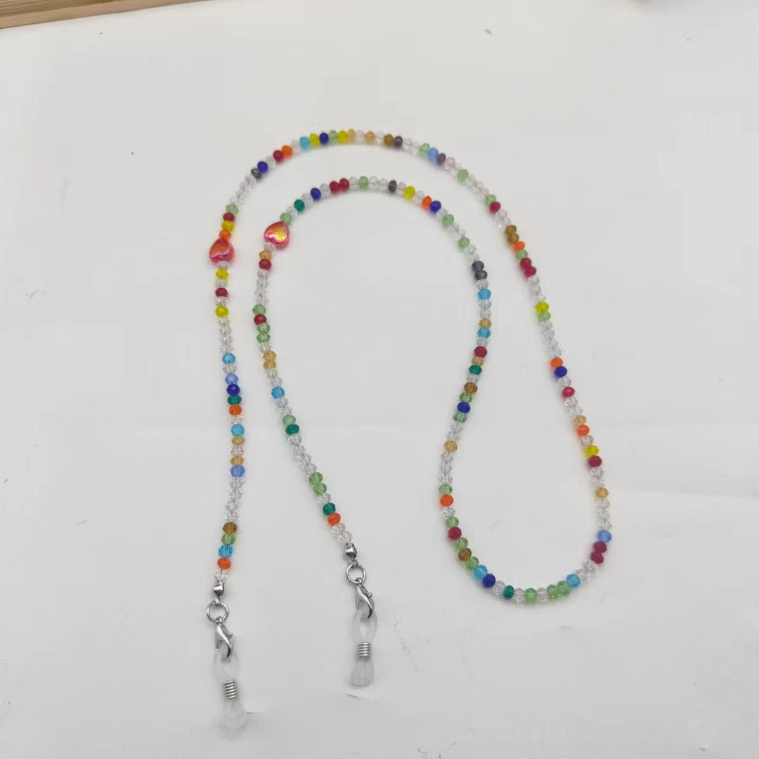 Bunte Glaskette mit Herzanhänger Karnz