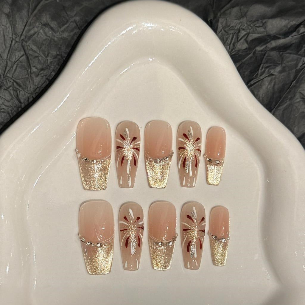 Elegantes florales Press-On-Nageldesign-Kit Karnz
