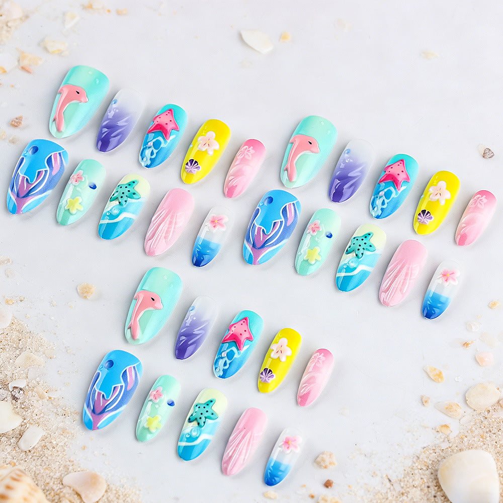 3D Strandthemen Press-On Nagelkunst Karnz