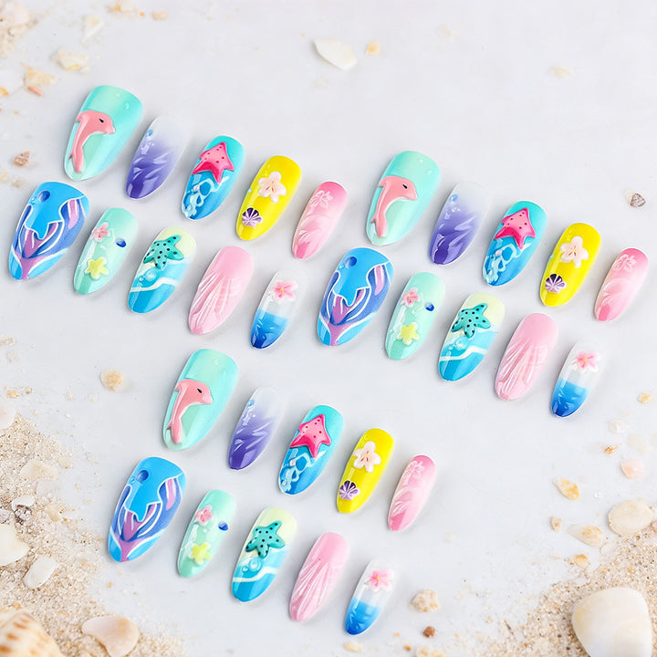 3D Strandthemen Press-On Nagelkunst Karnz