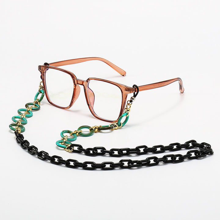 Modische Quadratische Rahmenbrille mit Dekorativer Kette Karnz