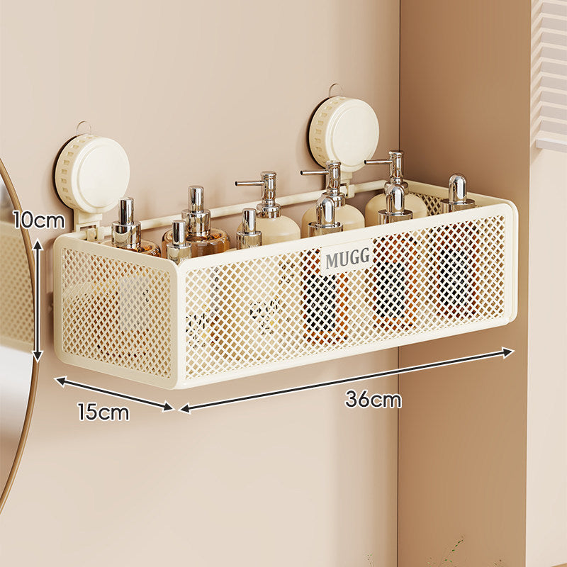 Wandmontierter Saugnetz-Badezimmer-Organizer-Regal mit Multi-Haken-Regal