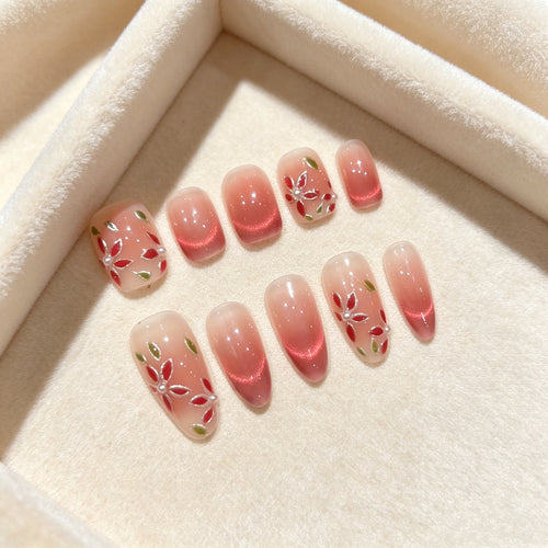 Premium Floral Design Press-On Nail Set