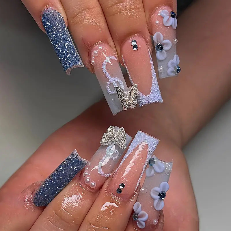 Dekorative 3D Blumen Druck-Nagelkunst Karnz