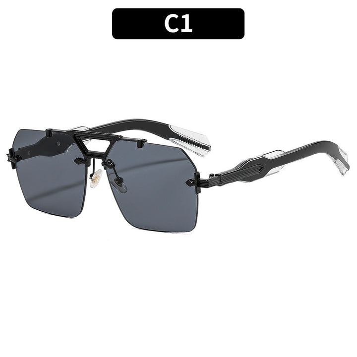 Geometrische Piloten Sonnenbrille mit einzigartigen Akzentdetails
