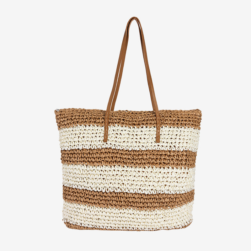 Damen Mode-Tasche aus handgefertigtem Naturmaterial mit Streifenmuster Karnz