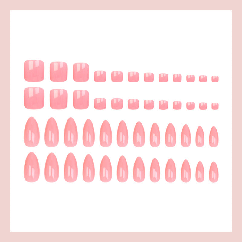 Kunstnagelset mit eleganten Hochglanz-Fingernägeln und Fußnägeln Karnz