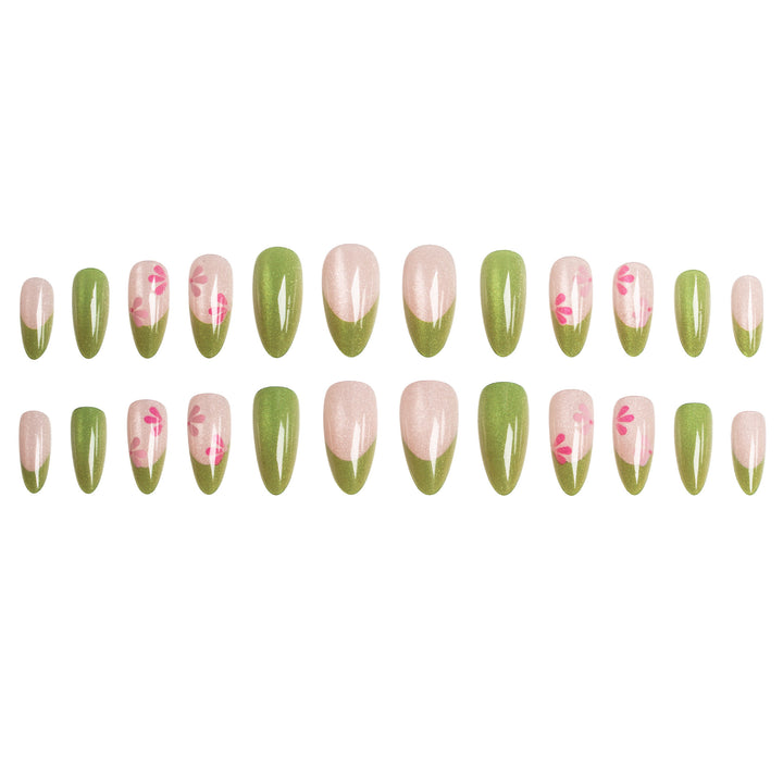 Künstlerisches Floral Druck-auf-Nageldesign