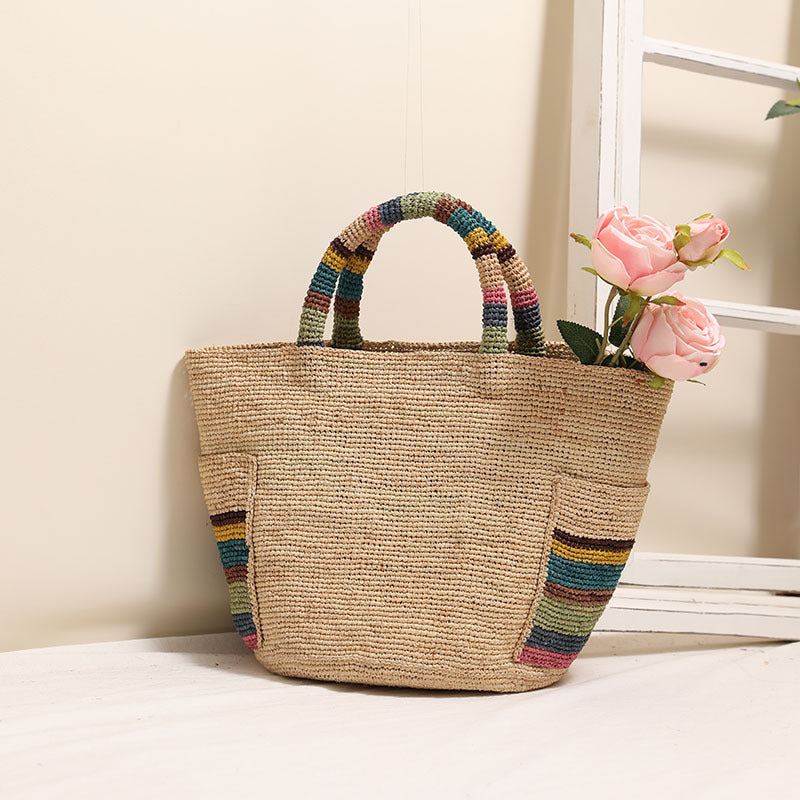 Damen Handgeknüpfte Strandtasche mit bunten Akzenten Karnz