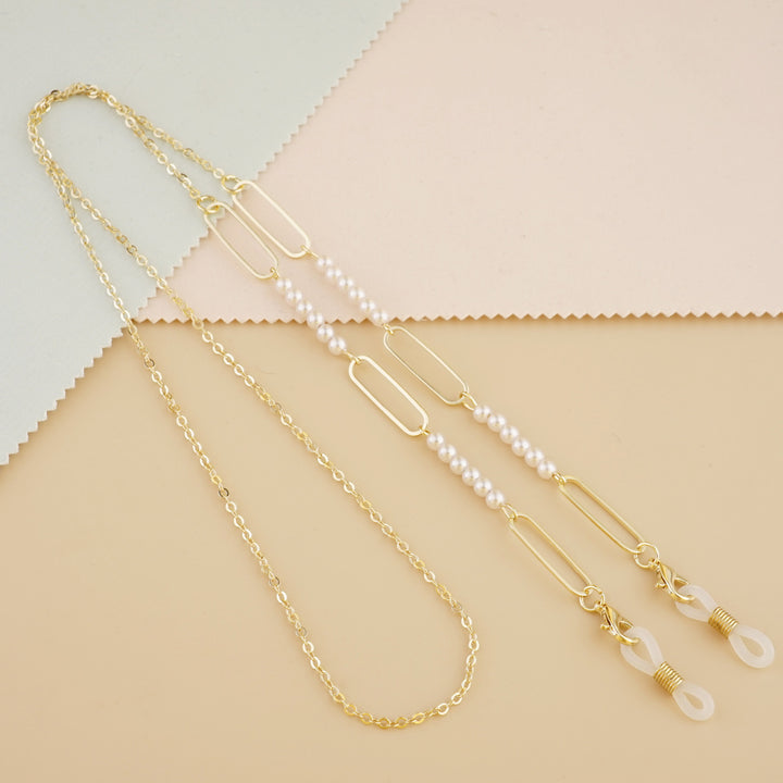 Elegante Perlen- und Glieder-Brille Kette Karnz