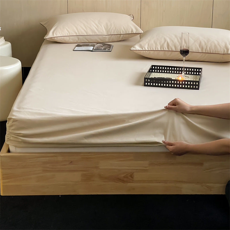 Tief-Taschen Elastisch Stretch Percale Spannbettlaken Set mit Paspel-Kissenbezügen