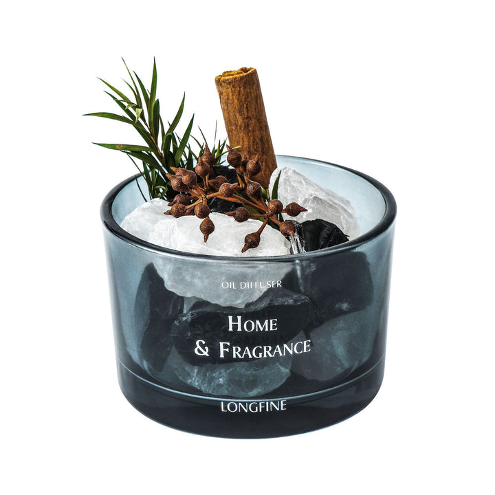Glas Öl Diffusor Glas mit Himalaya-Salz-Kristall & botanischem Garnitur