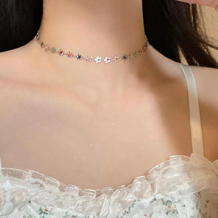 Floral Charm Choker Halskette Karnz