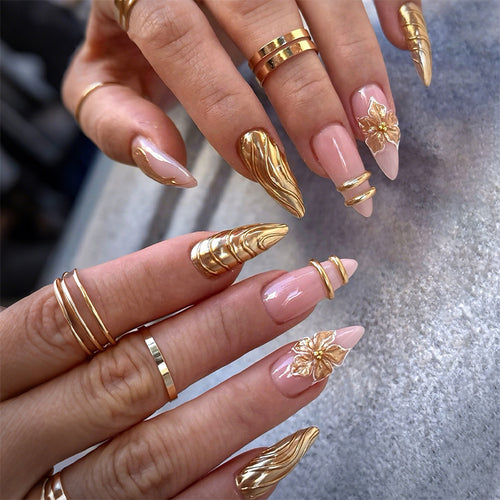 Künstlerische Premium Metallic Nagelerweiterungen Karnz