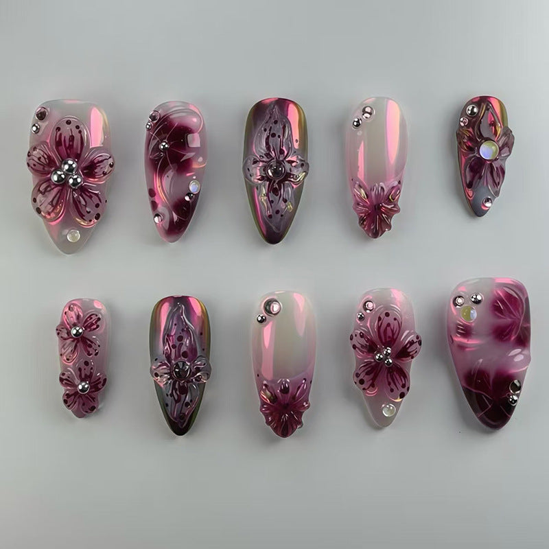 Floral 3D Press-On Nagelset Karnz