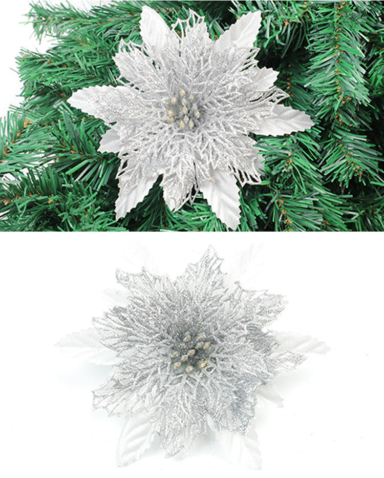 Glitzerndes Feiertags-Blumenakzent-Ornament Karnz