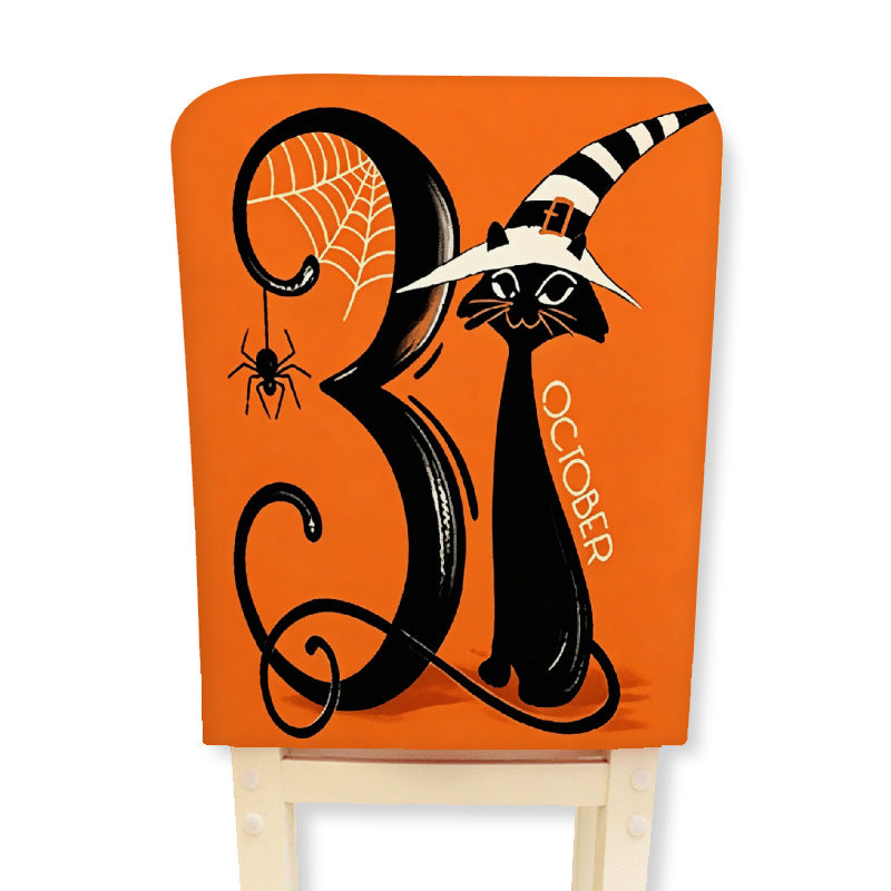 Stretch-Stuhlhusse für Esszimmerstühle mit Halloween-Hexenprint