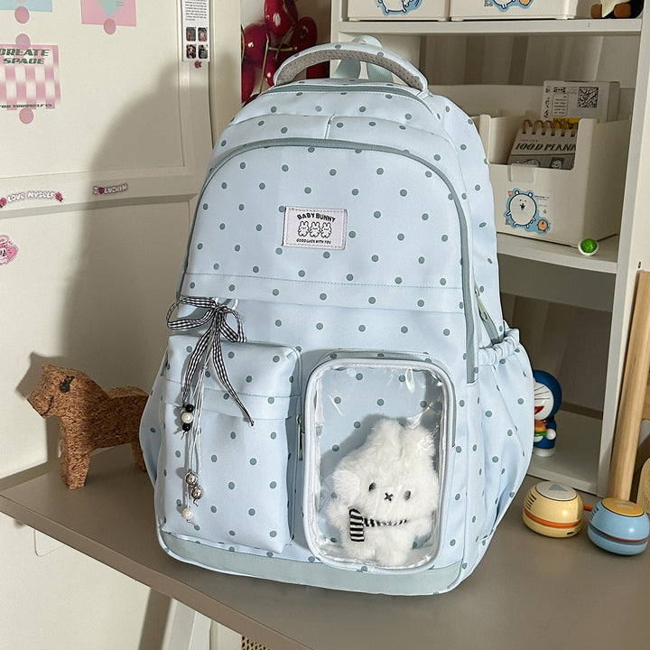 Verspielter Gepunkteter Rucksack mit Transparentem Fenster Karnz