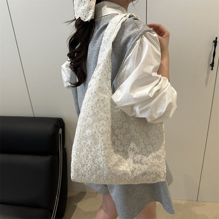 Elegante floral bestickte Einkaufstasche Karnz
