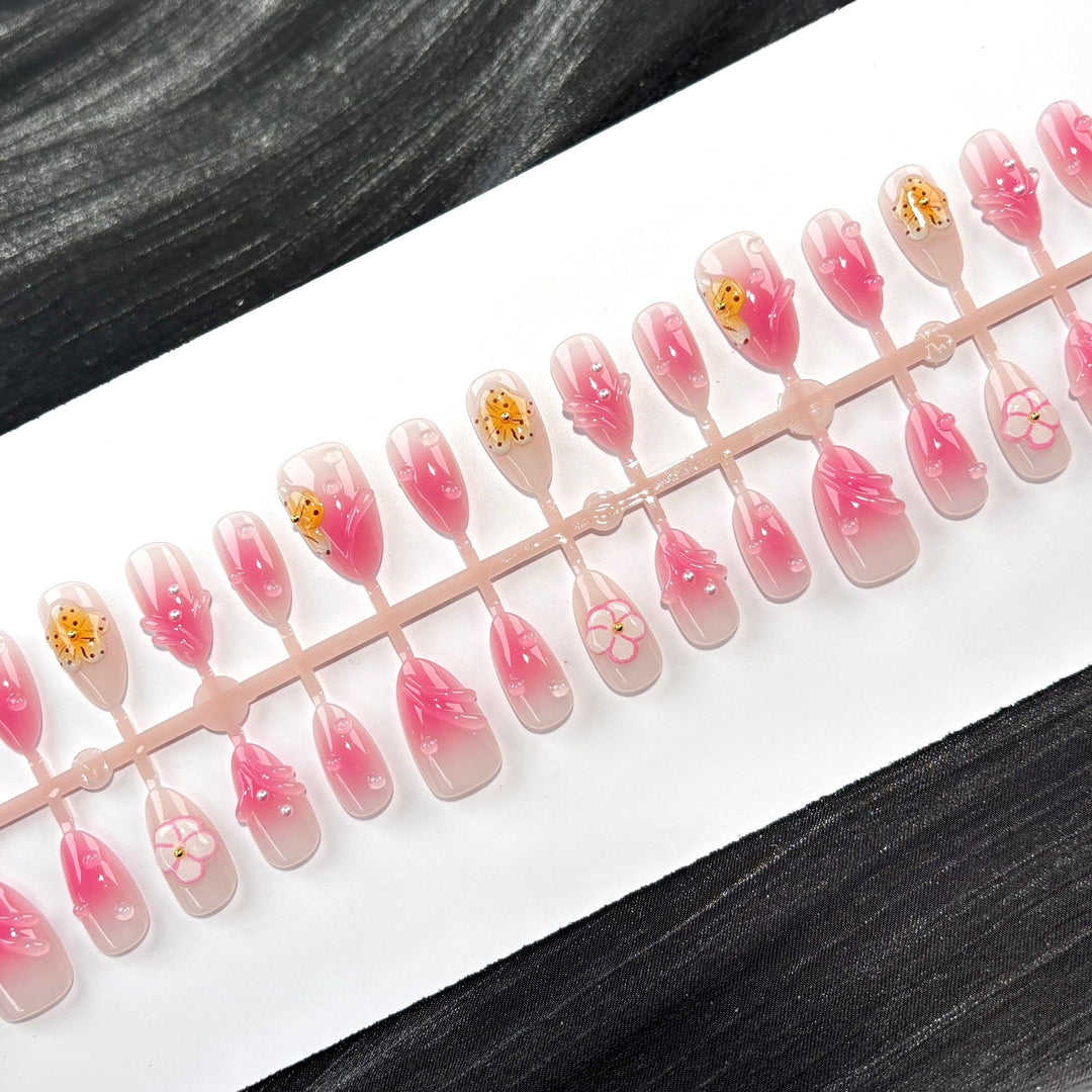 Elegante Polka Dot und Spitzen Press-On Nagel Set