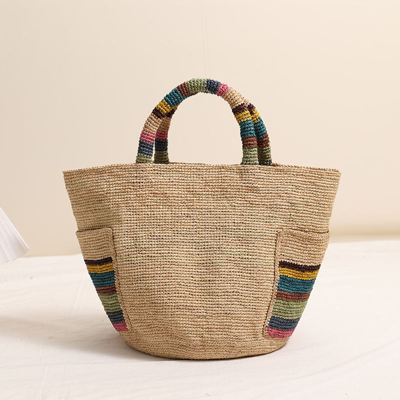 Damen Handgeknüpfte Strandtasche mit bunten Akzenten Karnz