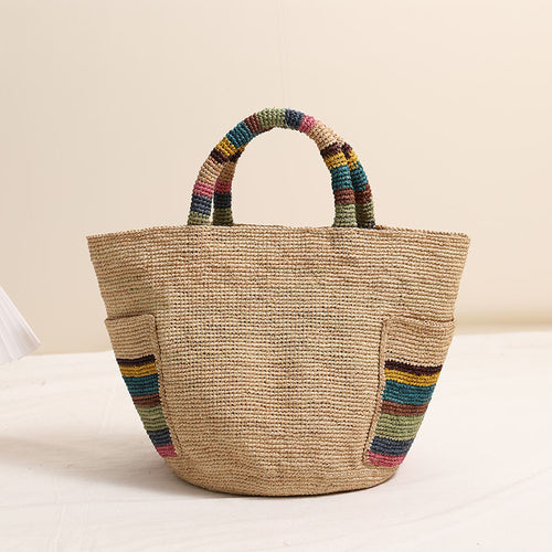 Damen Handgeknüpfte Strandtasche mit bunten Akzenten Karnz