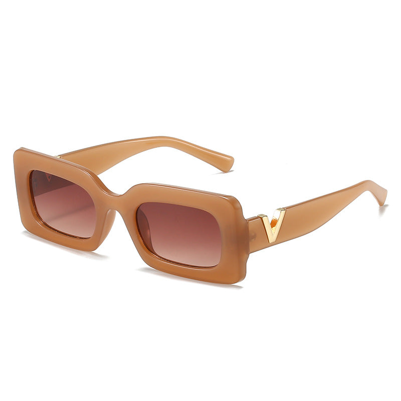 Damen modische quadratische Sonnenbrille mit stilvollem Metallbesatz Karnz