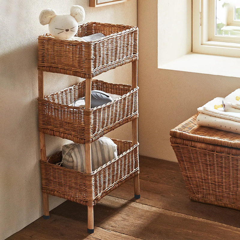 Vielseitiger Regalwagen mit geflochtenen Körben Karnz