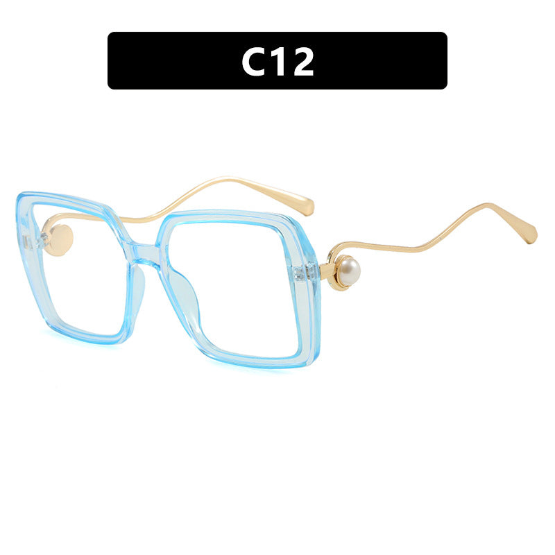 Damen modische quadratische Brille mit elegantem Metallrahmen und einzigartigen Akzenten Karnz