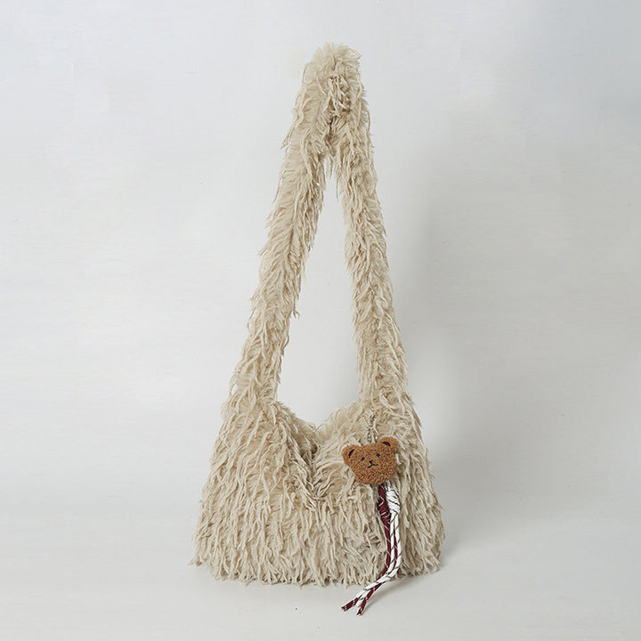 Fluffige Fransenschultertasche
