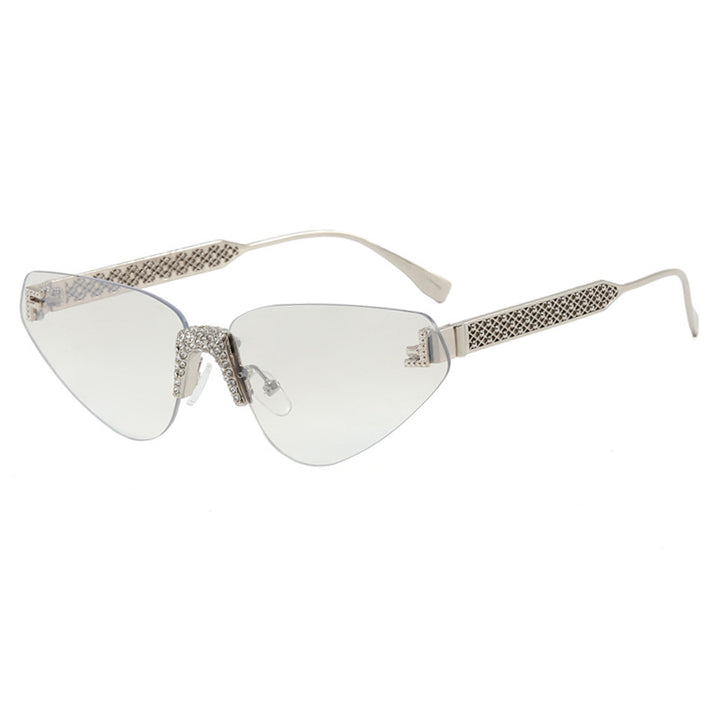 Damen Designer Katzenaugen-Sonnenbrille mit funkelndem Strass-Besatz Karnz