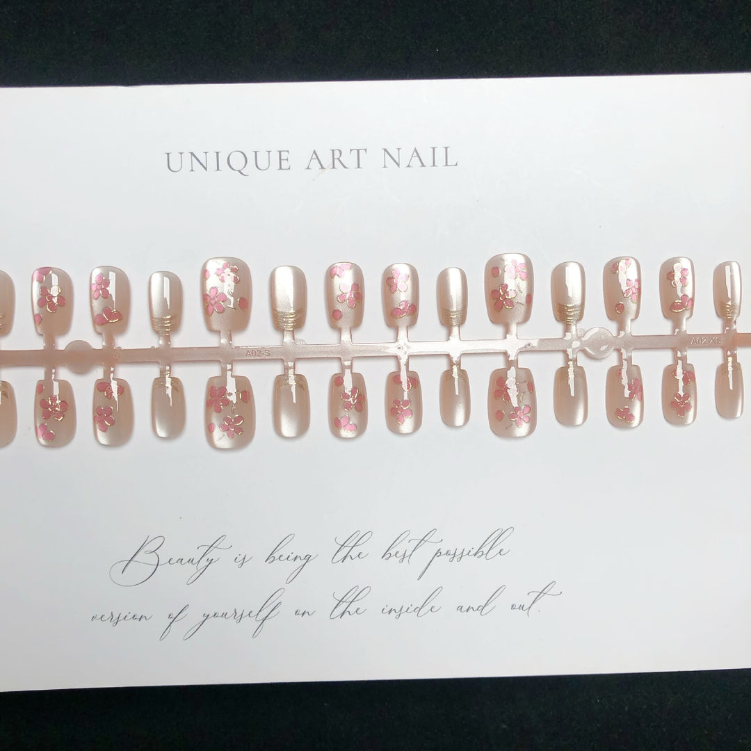 Premium Floral-Design Press-On Nagelset