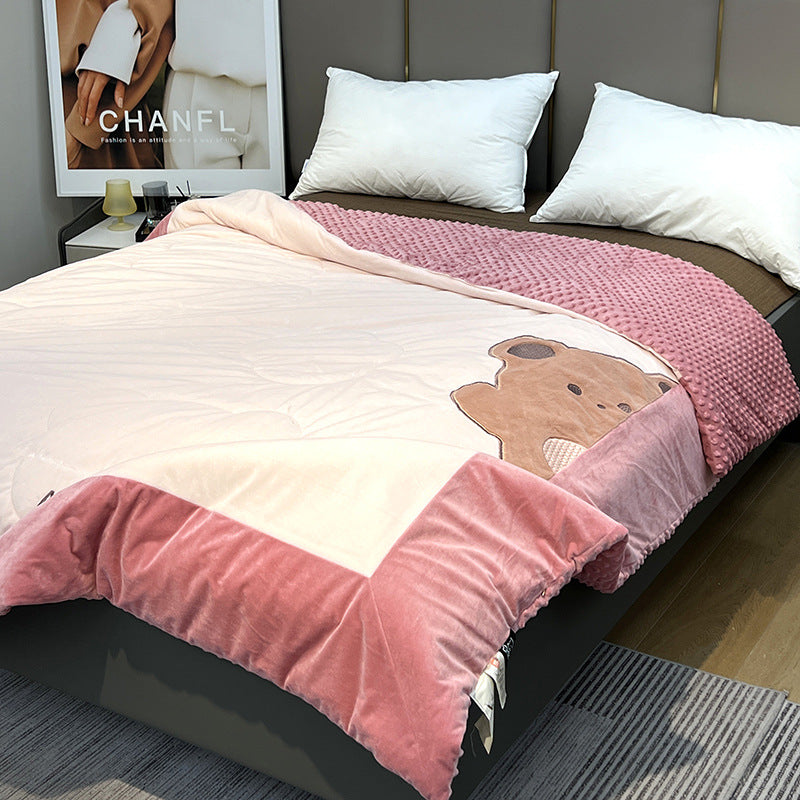 Plüsch Wendbarer Cartoon-Bär Bestickter Decke Duvet