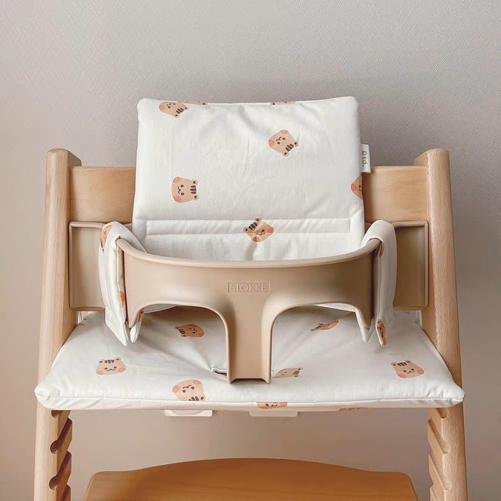 Polster-Set für Hochstuhl für Babys mit abnehmbarem Teddy-Applikation