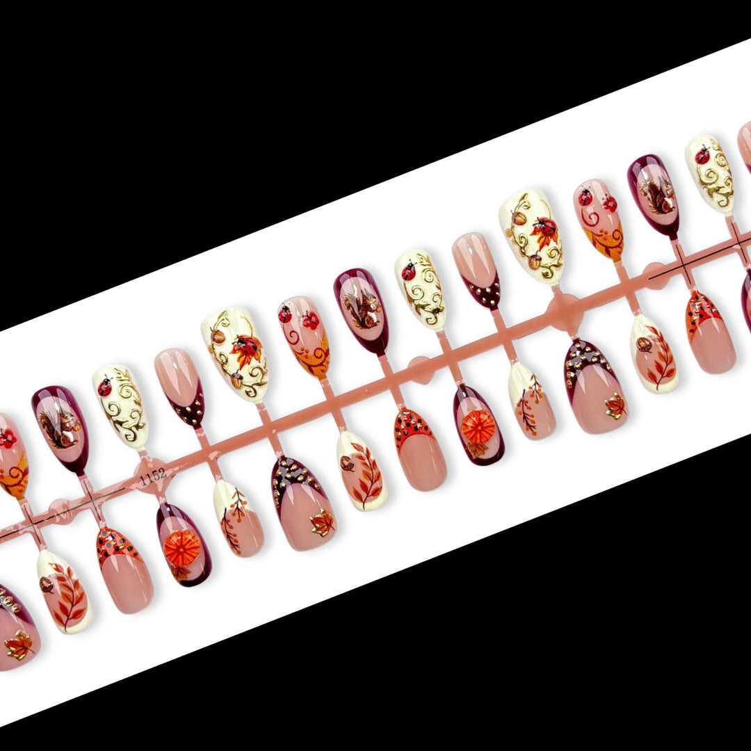 Dekoratives herbstliches Press-on-Nagelkunst-Set