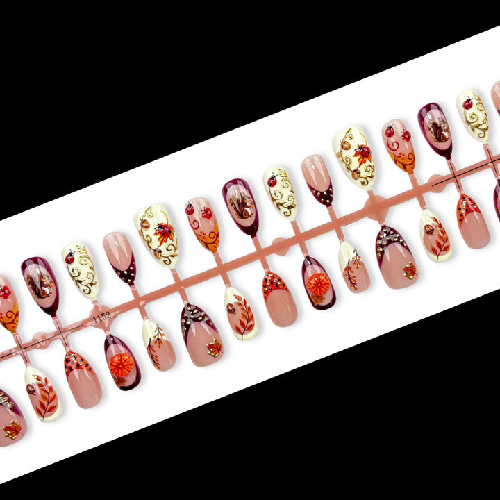 Dekoratives herbstliches Press-on-Nagelkunst-Set