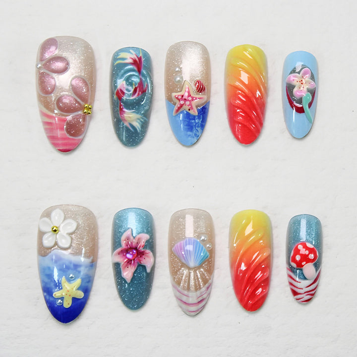 Kunstnagelset mit gruseligen Clown-Motiven und extravaganten Akzenten Karnz