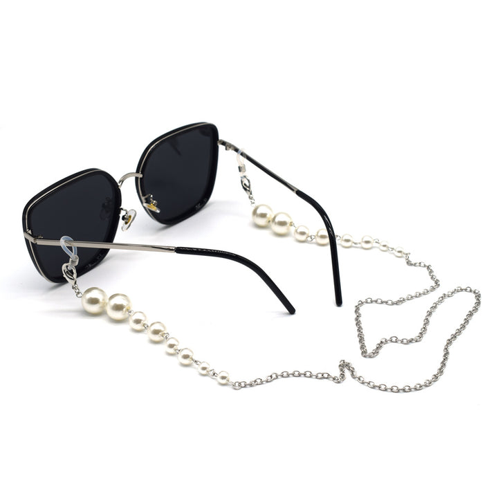 Elegante Perlen- und Silber-Brillenband Karnz