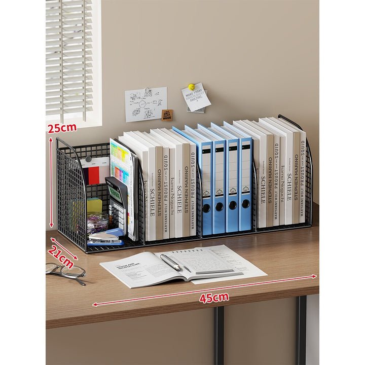 Langer Multi-Slot Desktop-Datei- und Ordner-Organizer mit Stift- und Zubehörhalter