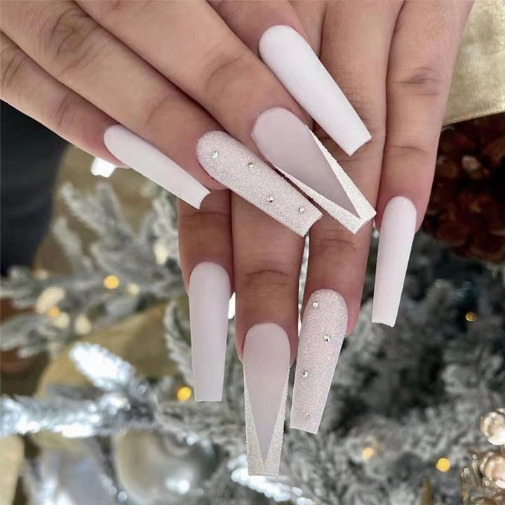 Premium mit Rhinestones verzierte Stiletto-Press-On-Nägel Karnz