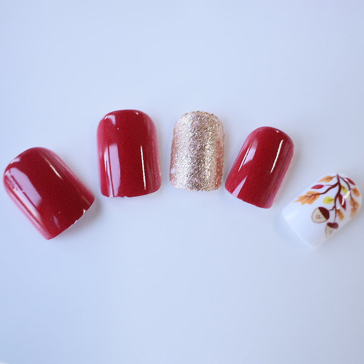 Künstlerische herbstliche Press-On Nagelkunst Karnz