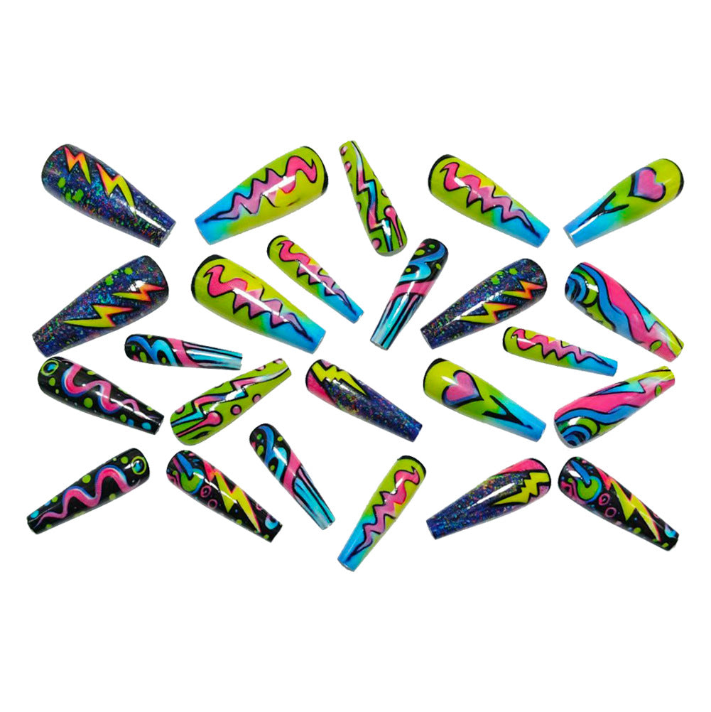 Trendige Kunstnägel Im Kreativen Neon-Design Karnz